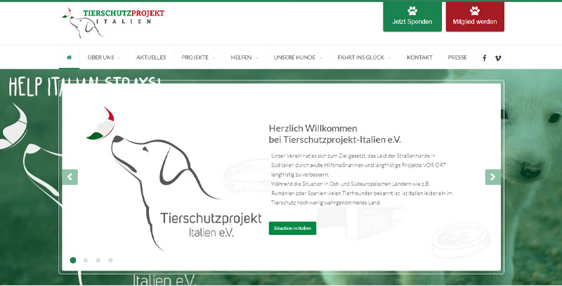 Homepage des Tierschutzprojekt Italien e. V.